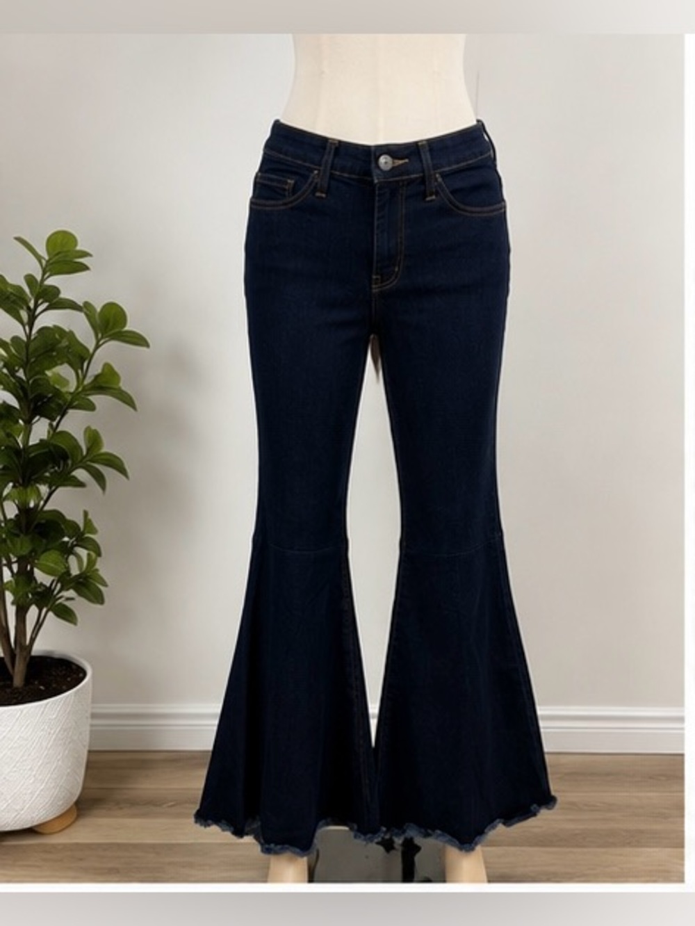 Judy Blue Dark Wash Bell Bottom Flare Jeans 5/27 Boho Festival Stretch Denim